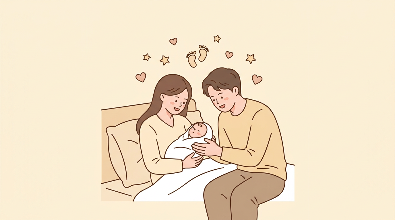 아기와의 설레는 첫 만남